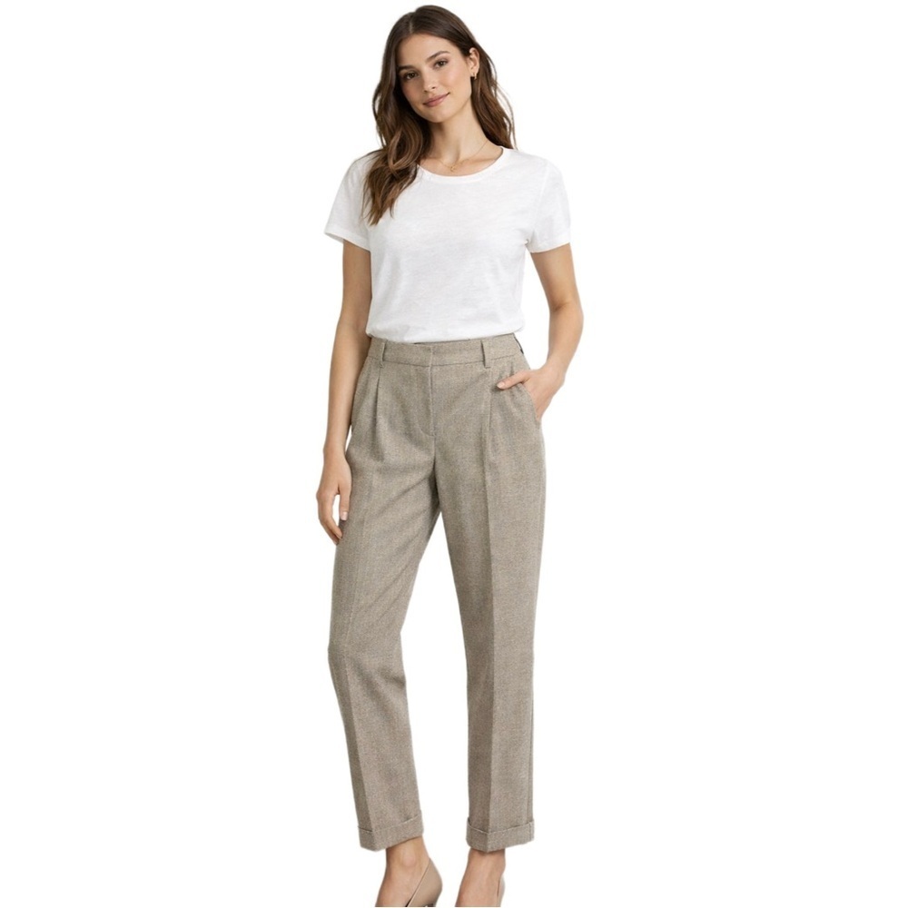 Max Mara Weekend Cuffed Tan Tweed Pants Size 6